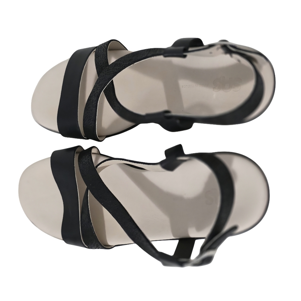 SAS Delight Cross Strap Wedge Sandal 8 1/2 WW NWOT Black - Picture 12 of 16
